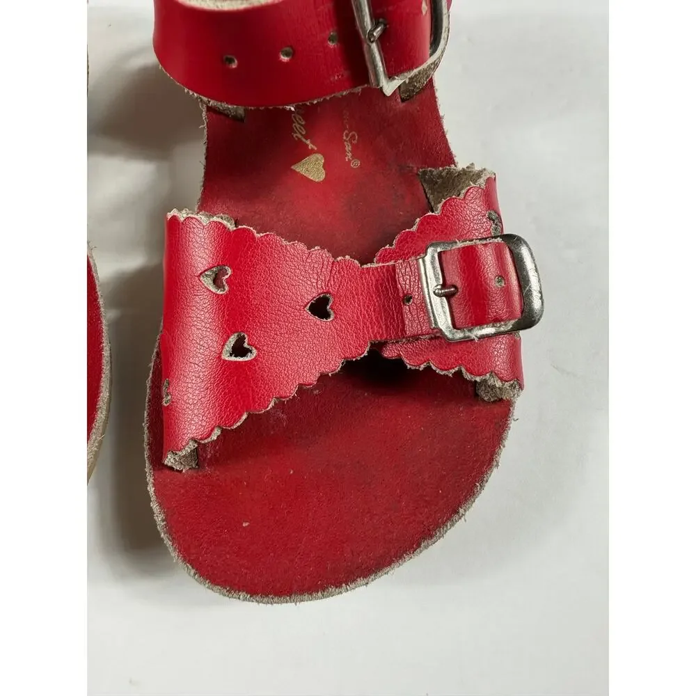 Salt Water Sweetheart Red Leather Sandals Size 6 Toddler